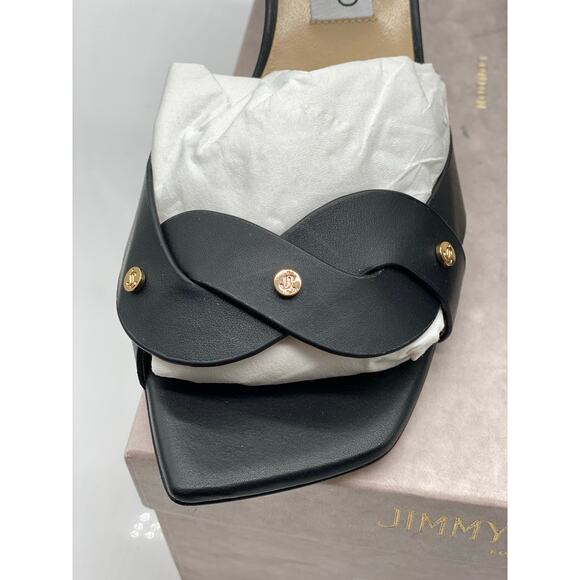 Jimmy Choo Drya 65 Black & Dark Brown Leather Sandals sz. 38.5 EU - Picture 10 of 14